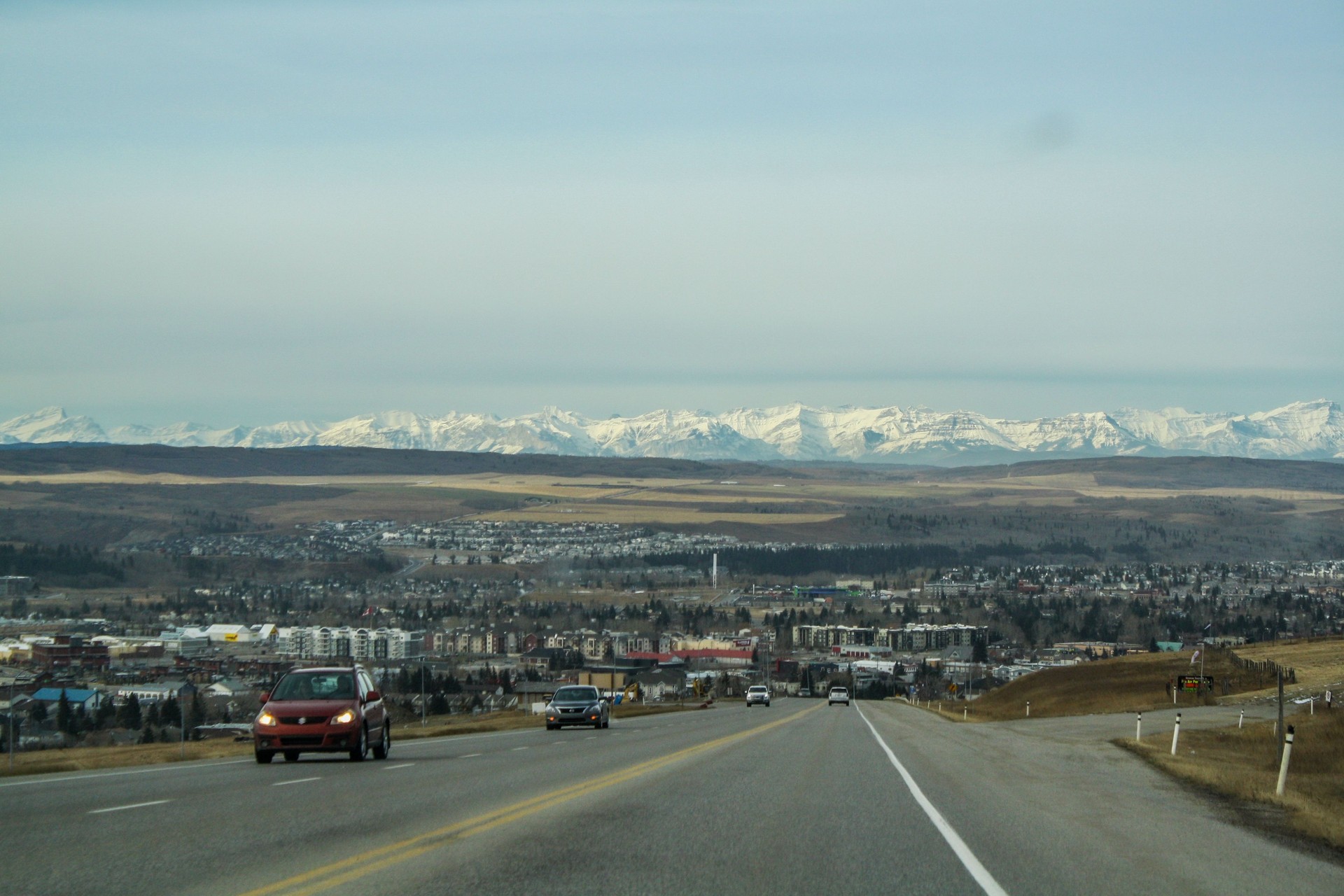 Small town Alberta: driving into Cochrane
